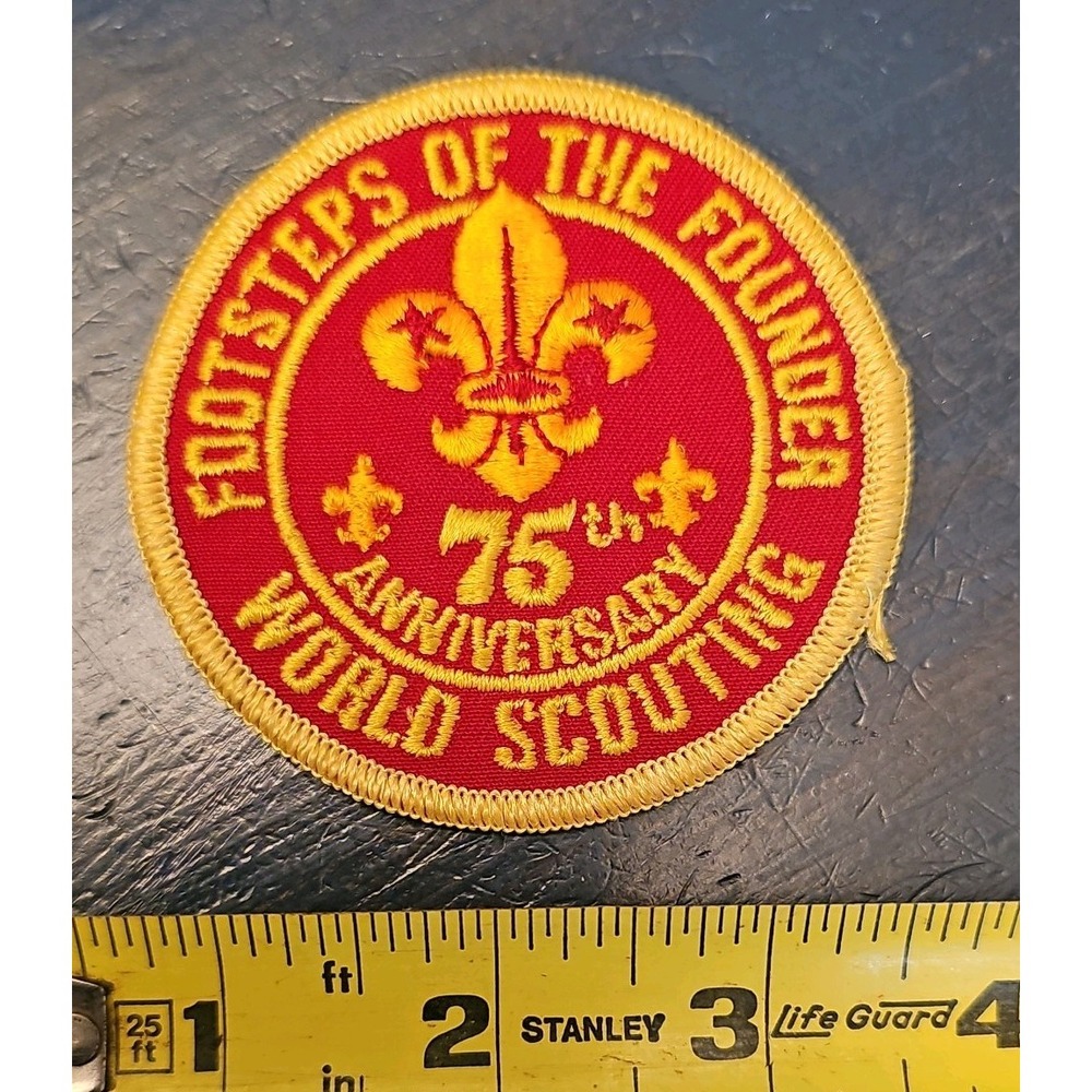 1982 WORLD SCOUTING 75TH ANNIVERSARY Boy Scout Uniform Badge PATCH Founder
